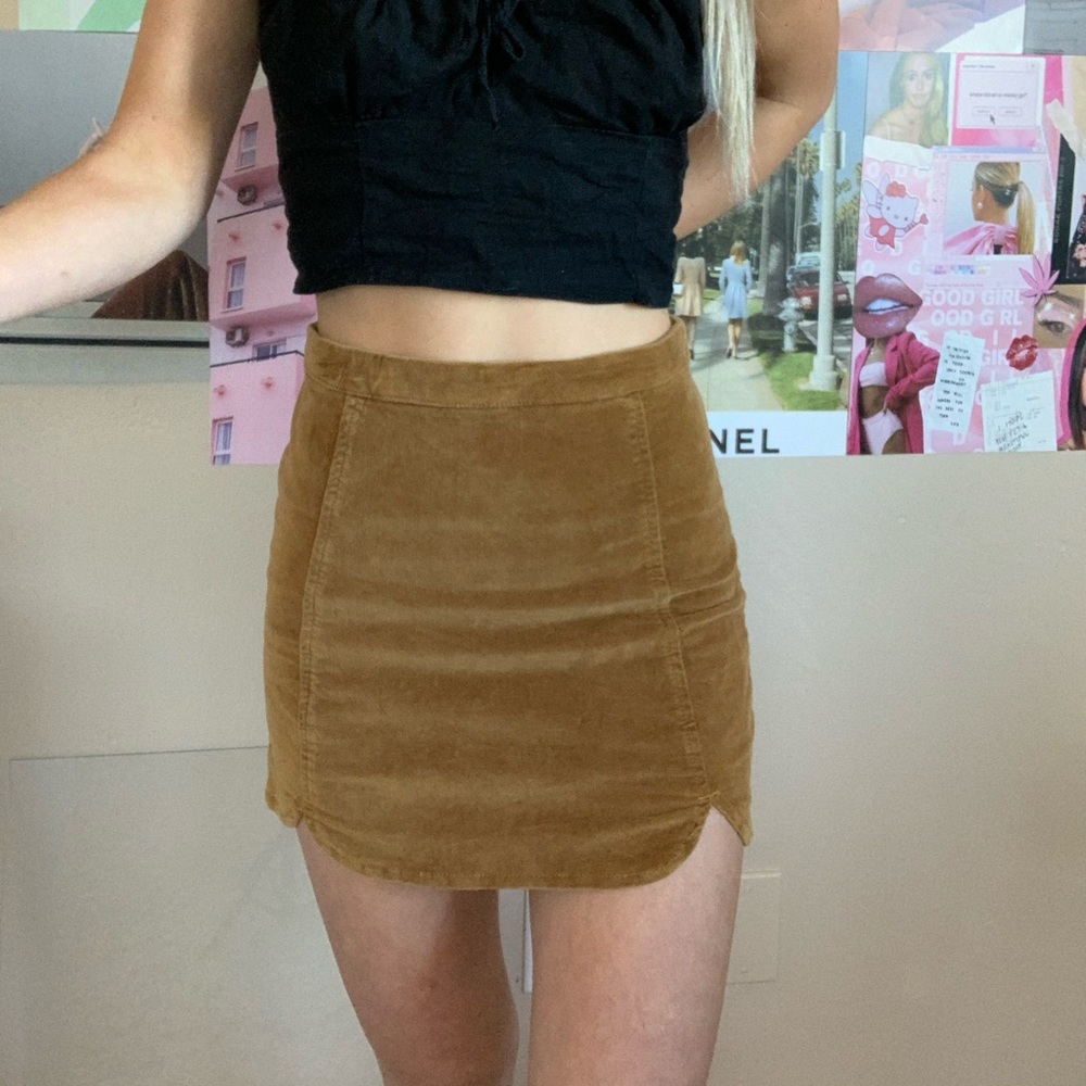 Brandy Melville Raquel Brown Bodycon Suede Skirt